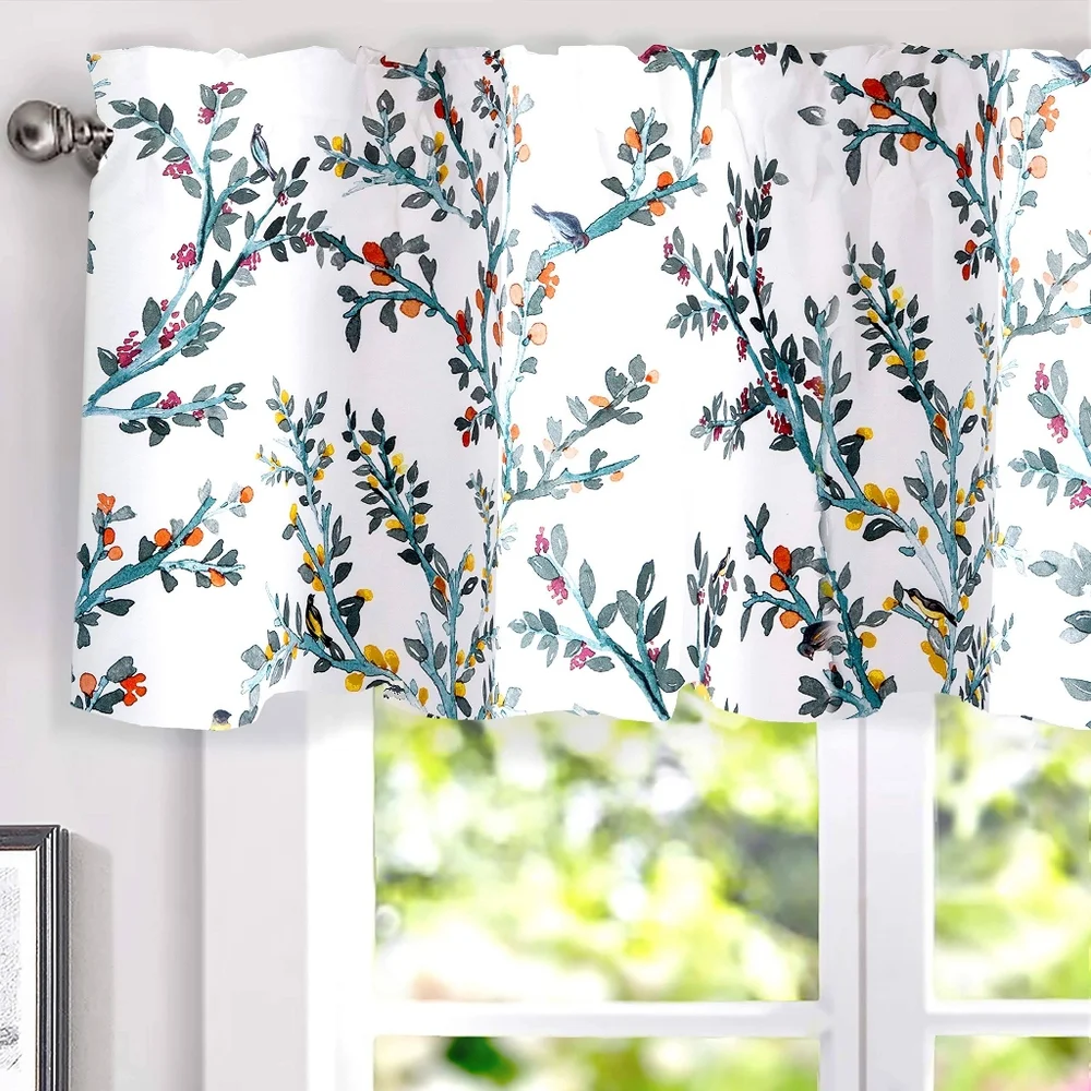 DriftAway Jasmine Watercolor Floral Branch Lined Thermal Insulated Valances